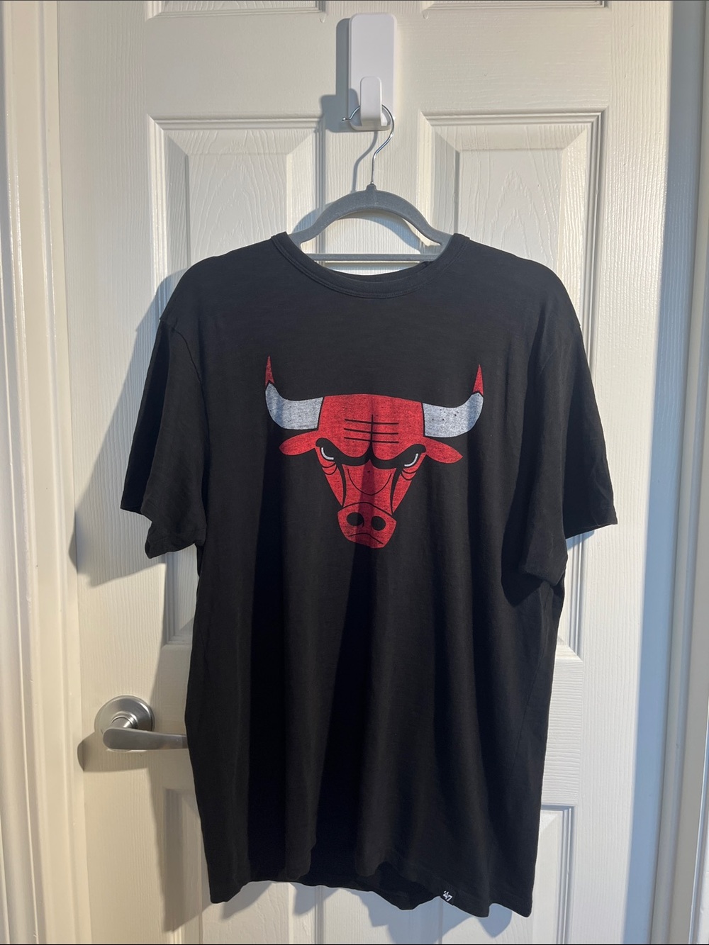 47 Chicago Bulls Black Tee with Red & White Bull Logo